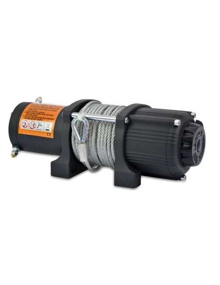 WinchPro - Cabrestante Eléctrico 12V 2000kg/4500lbs, 15m De Cuerda De Acero, 2 Mandos A Distancia (1 Inalámbrico, 1 Cable), Placa De Montaje, Ideal Para Atv, Buggies, Remolques Quads Y Barcos