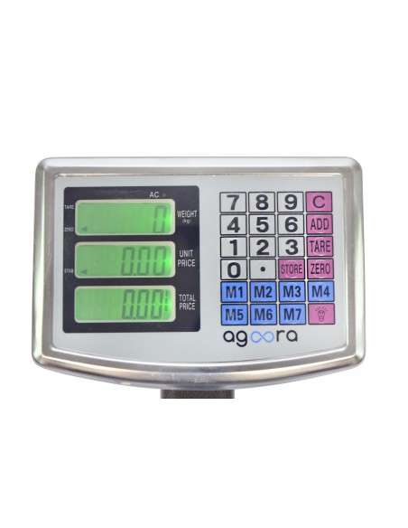 AgoraDirect - Báscula Industrial De Plataforma 500kg/100g, Plegable, Pantalla LCD Digital De Doble Cara, Plataforma De Acero Tratada Térmicamente 45x60cm, Balanza Industrial Para Paquetería - Grandmas