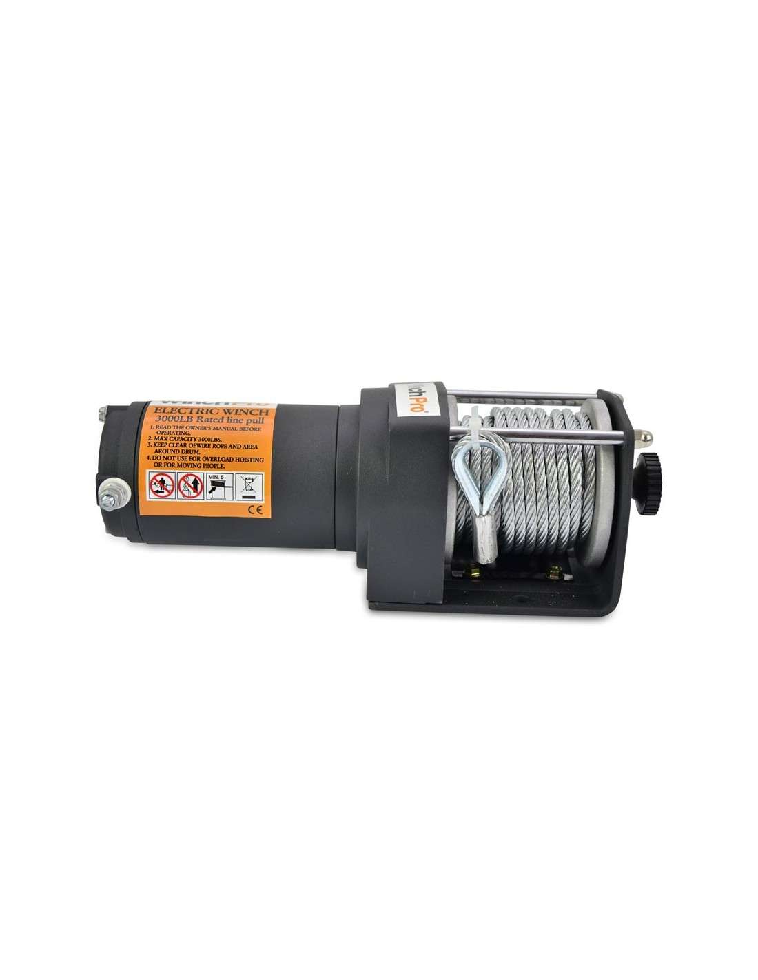 Cabrestante electrico 12v 1360Kg WinchPro - Cabrestante Eléctrico 12V 1360kg/3000lbs, 12m De Cuerda De Acero, 2 Mandos A Distancia (1 Inalámbrico, 1 Cable), Placa De Montaje, Ideal Para Atv, Buggies, Remolques, Quads Y Barcos