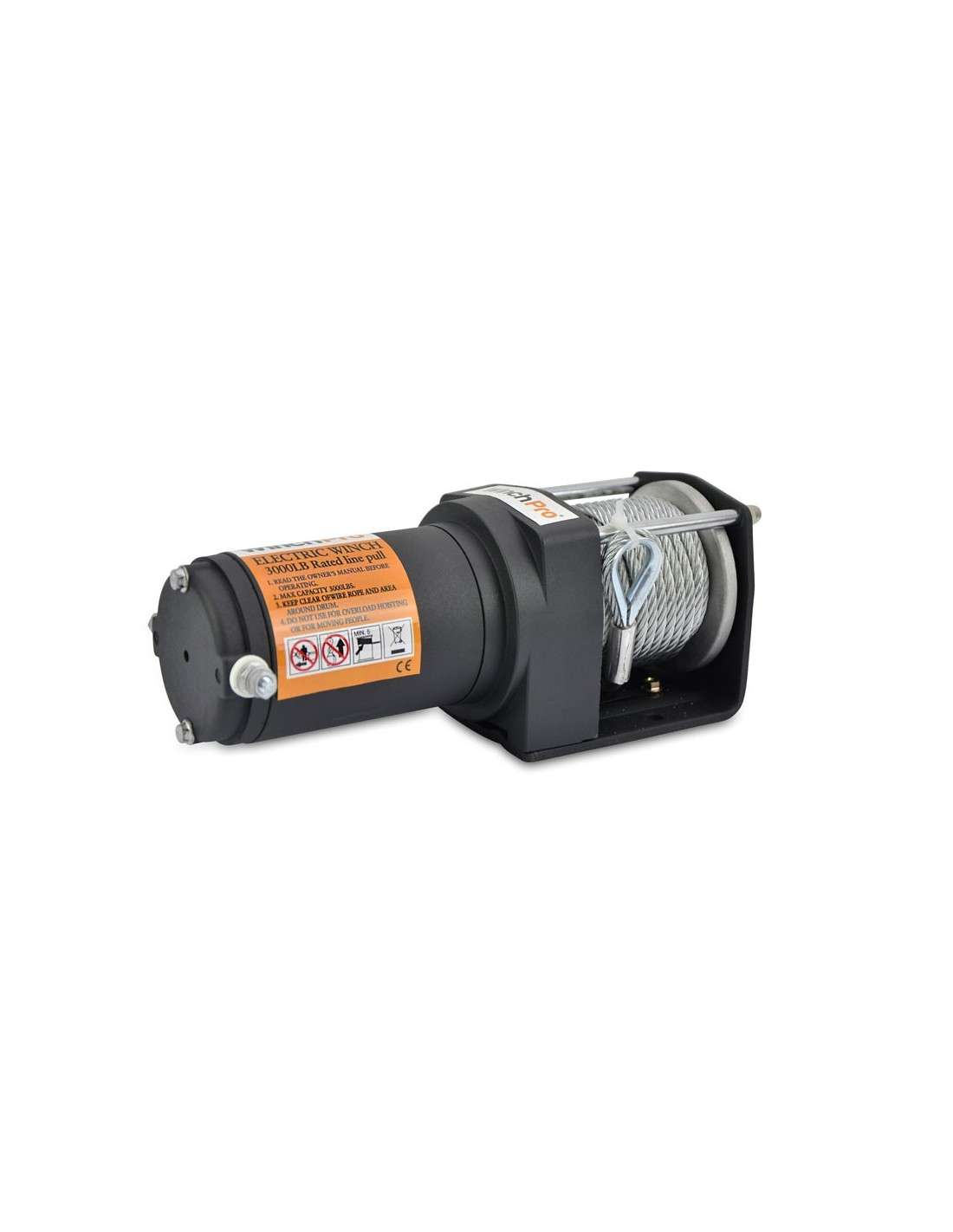 Cabrestante electrico 12v 1360Kg WinchPro - Cabrestante Eléctrico 12V 1360kg/3000lbs, 12m De Cuerda De Acero, 2 Mandos A Distancia (1 Inalámbrico, 1 Cable), Placa De Montaje, Ideal Para Atv, Buggies, Remolques, Quads Y Barcos