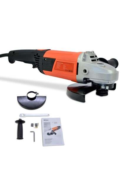 Spark - Amoladora angular 2400W, diámetro de disco 230 mm, 5500rpm, 220V, protector de rueda y mango auxiliar regulable de 3 posiciones
