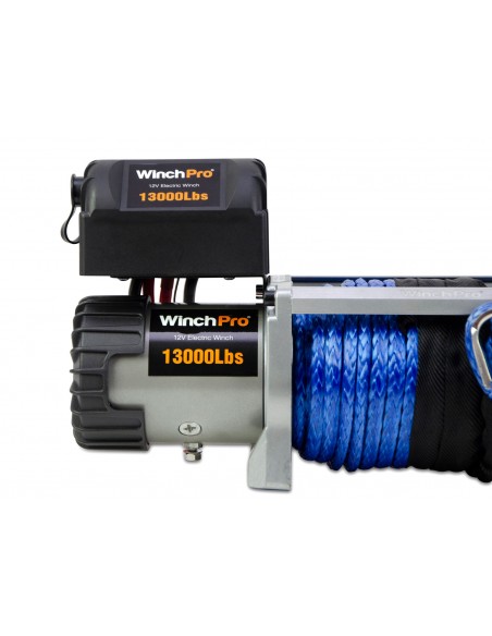WinchPro - Cabrestante Eléctrico 12V 5900kg/13000lbs, 26m De Cuerda De Dyneema Sintética, 2 Mandos A Distancia Incluidos (1 Inalámbrico, 1 Cable), Para Offroad, 4x4, Remolques