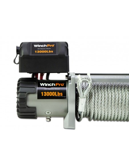 WinchPro - Cabrestante Eléctrico 12V 5900kg/13000lbs, 26m De Cuerda De Acero, 2 Mandos A Distancia Incluidos (1 Inalámbrico, 1 De Cable), Para Offroad, 4x4, Grúas