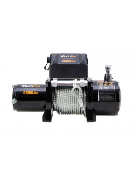 WinchPro - Cabrestante Eléctrico 12V 2700kg/6000lbs, 24m De Cuerda De Acero, 2 Mandos A Distancia Incluidos (1 Inalámbrico, 1 Cable), Ideal Para Atv, Buggies, Remolques, Quads Y Barcos