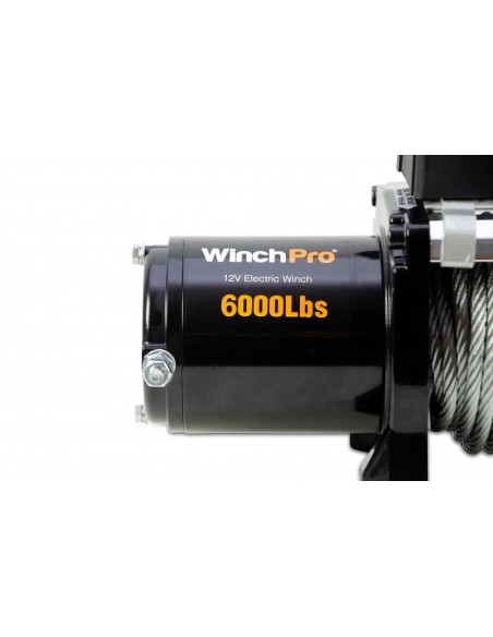 WinchPro - Cabrestante Eléctrico 12V 2700kg/6000lbs, 24m De Cuerda De Acero, 2 Mandos A Distancia Incluidos (1 Inalámbrico, 1 Cable), Ideal Para Atv, Buggies, Remolques, Quads Y Barcos