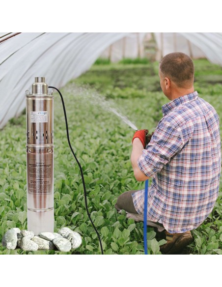 Bomba De Agua Sumergible Para Pozo Profundo, 1100W, 2.28m3/h, Acero Inoxidable, Profundidad Máxima 40m, Cable Eléctrico 15m, 2850RPM, IP68, Bomba Eléctrica 1"