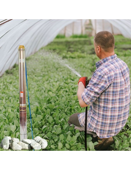 Grandmaster - Bomba De Agua Sumergible Para Pozo, 1500W/2CV, 10.62m3/h, Acero Inoxidable, Profundidad Máxima 40m, Cable Eléctrico 22m, 2850RPM, IP68 , 21 Impulsores