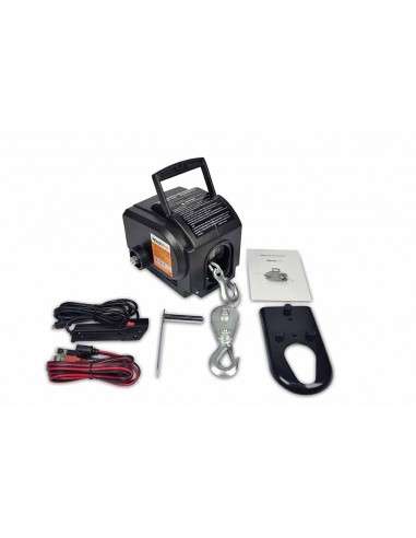 WinchPro - Cabrestante Eléctrico 12V 900kg/2000lbs, 9,2m De Cuerda De Acero, Mando A Distancia De Mano Con 3m De Cable Incluido, Ideal Para Atv, Buggies, Trailers Quads Y Barcos