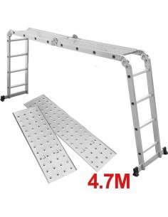 Escalera multifunción 6 en 1 de aluminio 4,75M Plegable con Plataforma 2